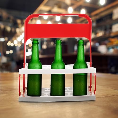 Miniatura 5 de Luxshiny Portador de botellas de cerveza de plástico Soporte plegable para bebidas Estante de botellas de vino Cesta de almacenamiento de cerveza