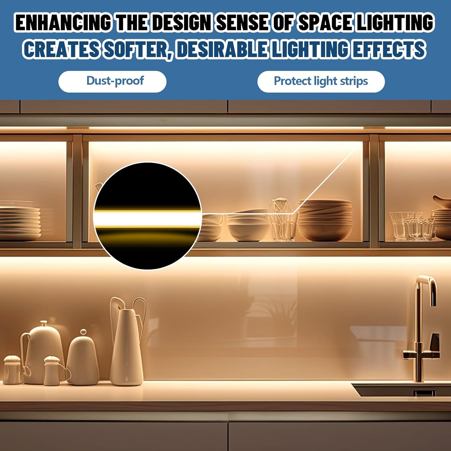 Glooglitter 12 Pack 3.3ft Pre-drilled Countersunk Hole LED Channel Diffuser U Light Strip Aluminum Track with Cover Screw End Cap Easy Cut Tight Flush Mounted Cabinet Tape Light Strip(Milky White)