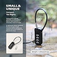 Vista 2 de Cerradura de combinación de 4 dígitos, cerradura de cable combinada con código, combinación de candado pequeño para equipaje, maleta, casillero