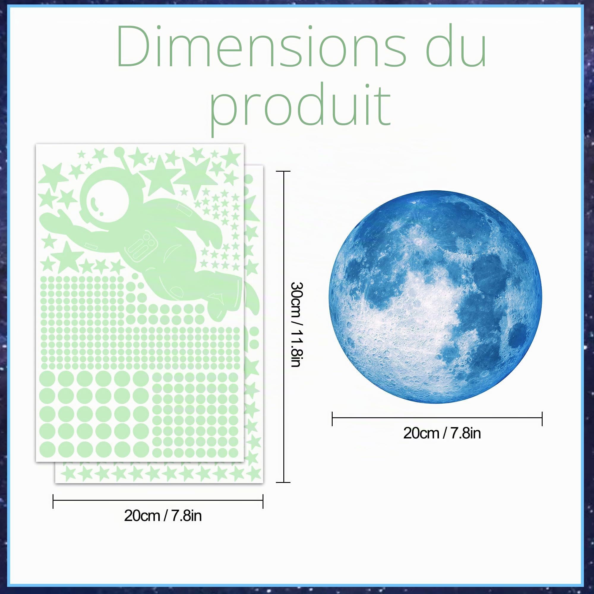 531 Pièces Autocollants Planètes Phosphorescentes Etoiles Phosphorescentes Plafond Astronaute Galaxie Fluorescente Lumineuse Stickers Muraux Décoration pour Bébé Enfants Fille Garcon Chambres