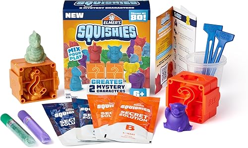 Elmer's Squishies - Kit de actividades para niños, kit de juguetes blandos para hacer tú mismo, crea 2 personajes misteriosos, kit de 12 piezas