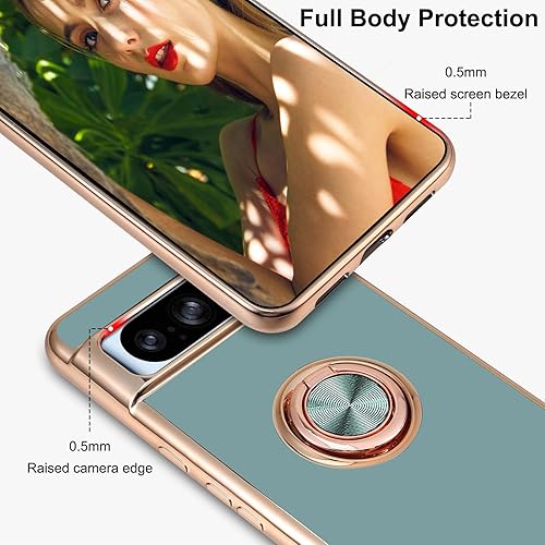 Miniatura 4 de Aitipy Funda para Google Pixel 8 Pro con 1 protector de pantalla, soporte de anillo de rotación de 360 integrado, borde chapado brillante de lujo,