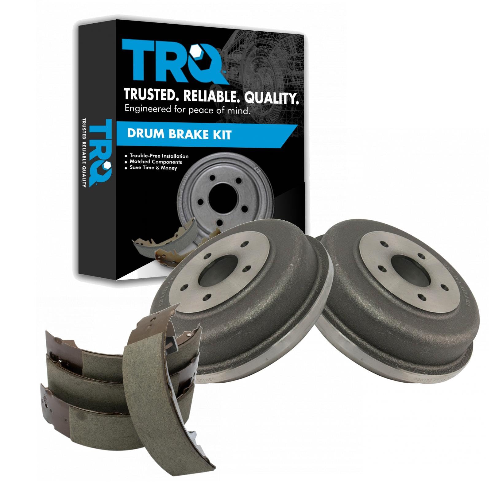 TRQ Rear Brake Shoe & Drum Kit Set Compatible with 2010-2013 Ford Transit Connect