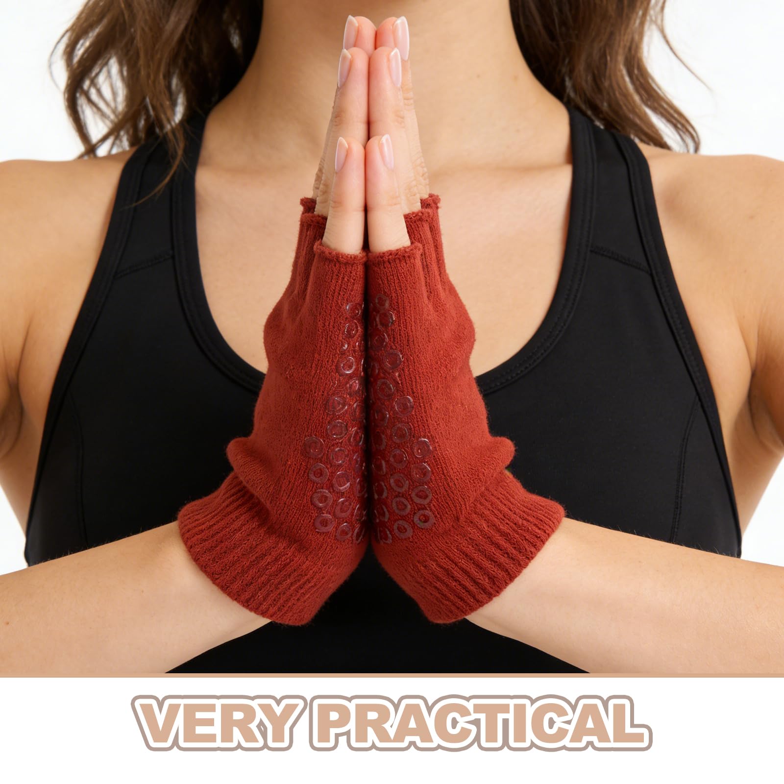 DECHOUS Guanti da Allenamento a Mezze Dita per Donna Antiscivolo con Grip, 6 Paia Colorati, Guanti Sportivi per Yoga, Pilates e Fitness, Protezione Mani e Mobilità Flessibile