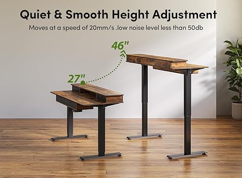 Miniatura 8 de BANTI Escritorio eléctrico de pie ajustable en altura con 4 cajones, mesa de 55 x 24 pulgadas con estante de almacenamiento, escritorio de pie,