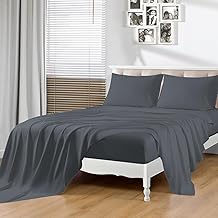 KaceMoo Cooling Bamboo Sheets Queen Size, 100% Viscose from Bamboo Breathable Bed Sheet Set, 17" Deep Pocket Silky Sheets, Soft, Machine Washable, Luxury High Thread Count Double Bed Sheets, Dark Gray