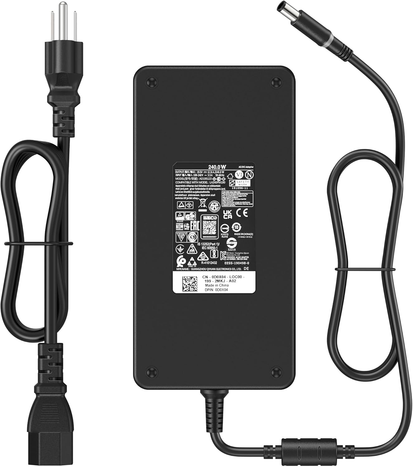 240W Laptop Charger Compatible with Dell Alienware 15 R2 R3 R4 17R3 R4 R5 Alienware M15 M16 M17 X15 X16 x17 Area-51M G3 G5 G7 Precision 7710 77207730 7510 7520 7530 PA-9E Power Supply