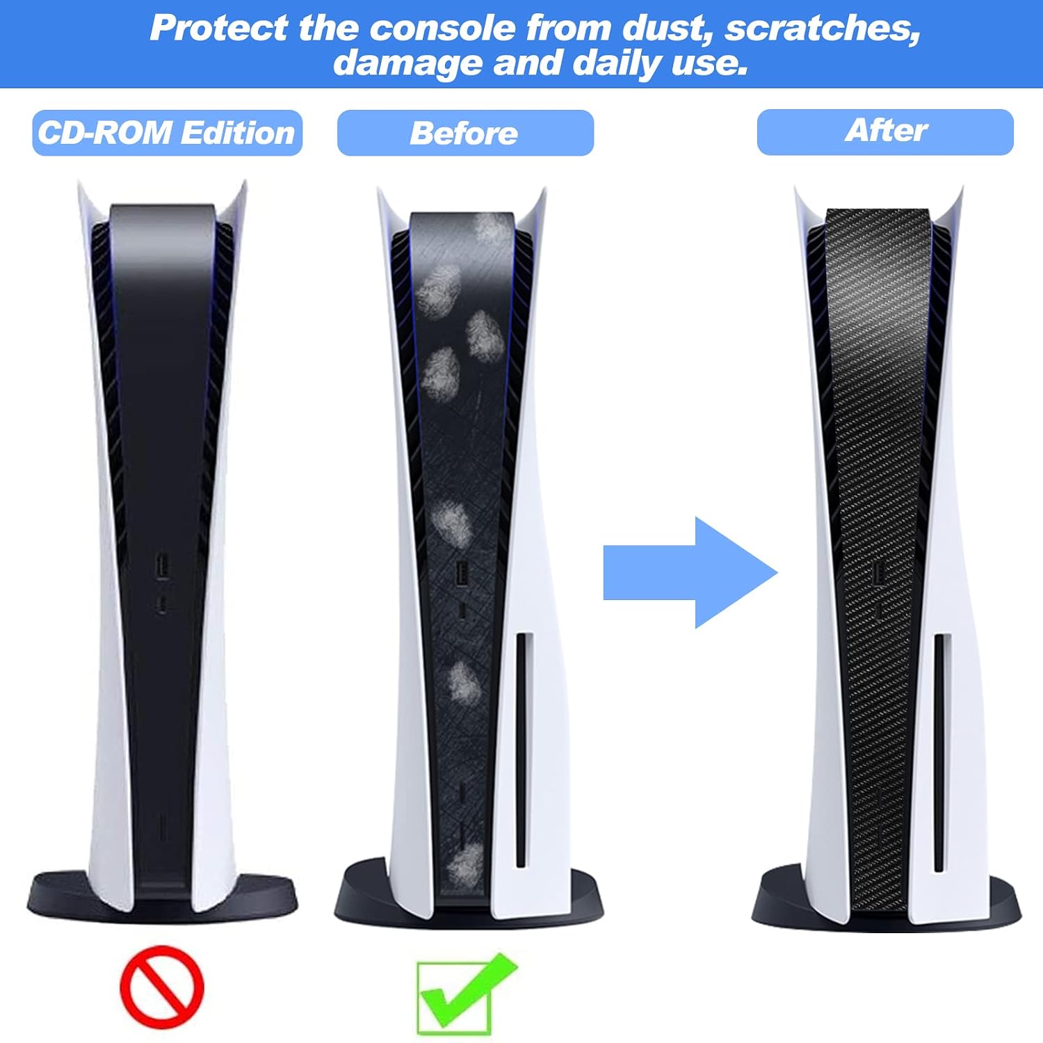 PS5 Console Middle Skin, Integral PS5 Disk Version Host Middle Strip Sticker, Console Center Part Protection Strip Film, PS5 Middle Sticker Accessories Durable Scratch Resistant -Galactic Purple
