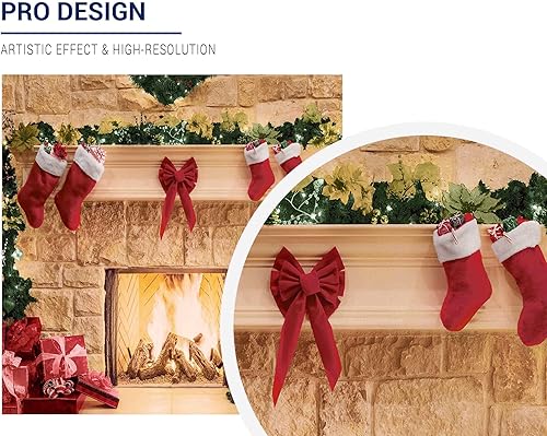 Miniatura 3 de Allenjoy Telón de fondo de chimenea de Navidad de 6 x 6 pies, retrato de fotografía, cabina de fotos, decoración de fiesta de Navidad, accesorios de