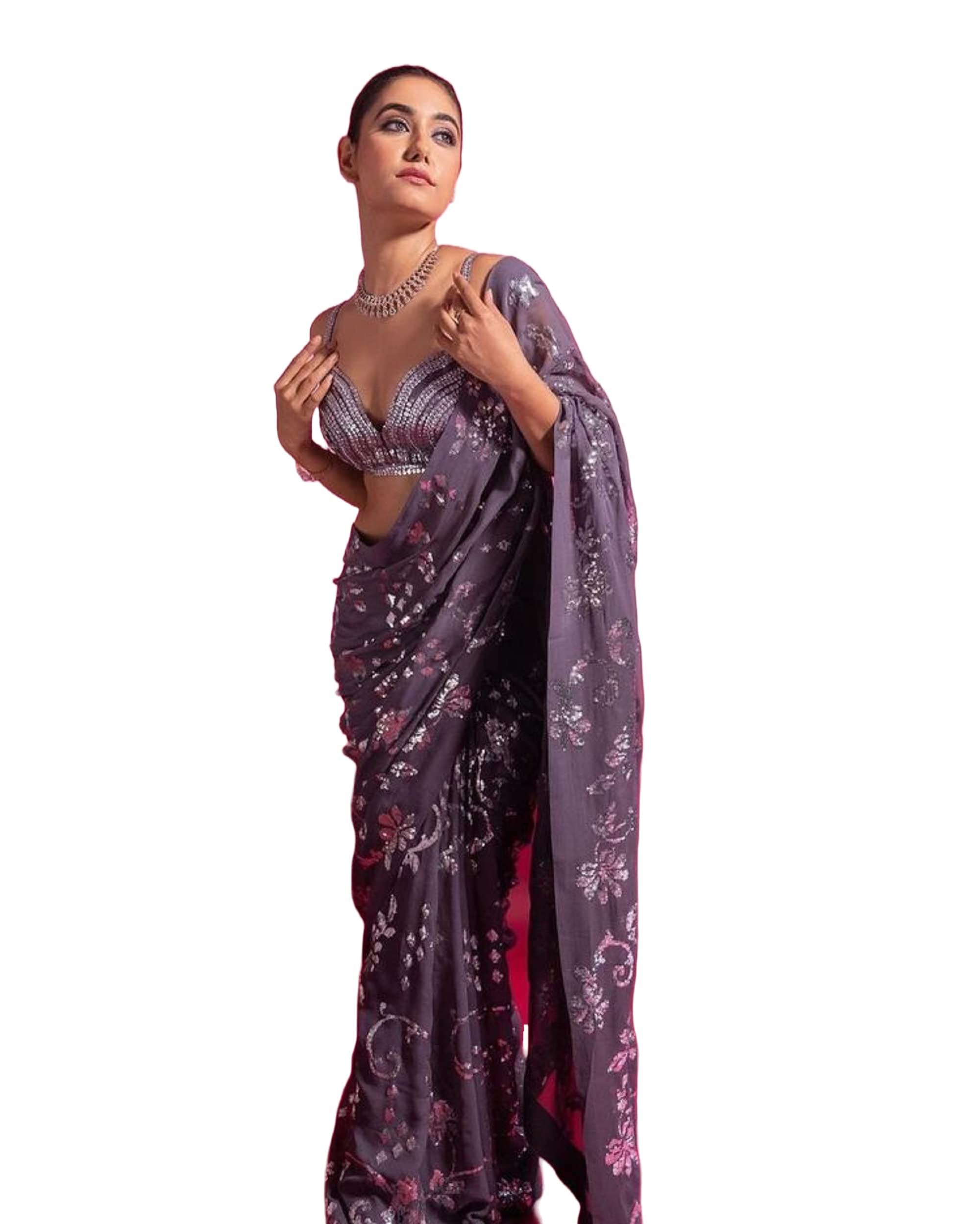 GlobyzWomen Indian Saree Designer Sari Kasturi Silk Sari With Full Sequence Work, Party Wear Sari Beautiful Saree