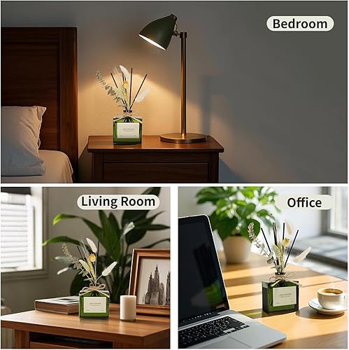 Miniatura 7 de Difusor de varillas de 6.09 onzas, difusor de aroma de lirio de jazmín con palos y flores secas, difusor de caña de 120 días de larga duración para