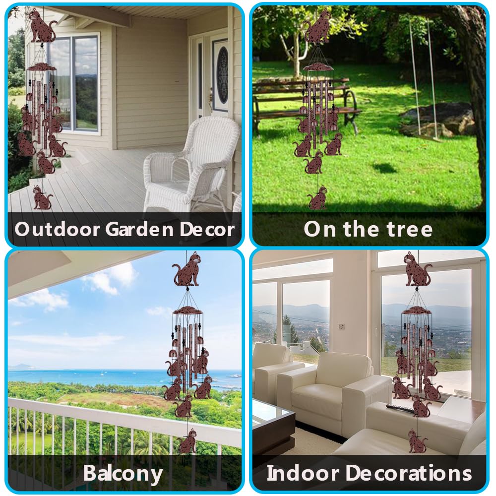 Katzen-Windspiel, für drinnen und draußen, handgefertigt, Windfänger, Musik-Windspiel, Katzenspiel, Segen-Windspiel, mobile Katzen-Windglocken, Geschenke für Mutter, Zuhause, Balkon, Baum, Festival,