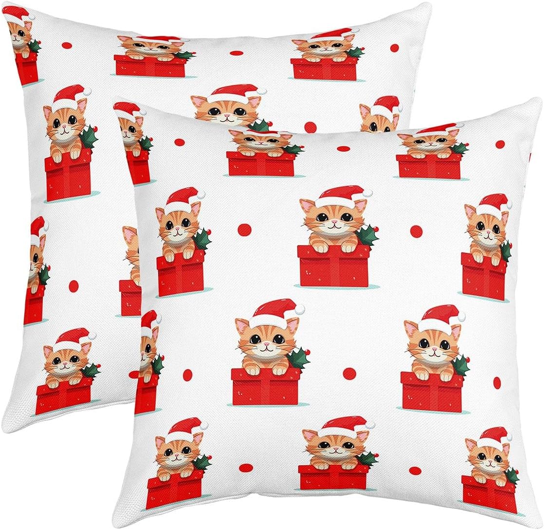 jejeloiu Christmas Throw Pillow Covers 18"x18" Set of 2