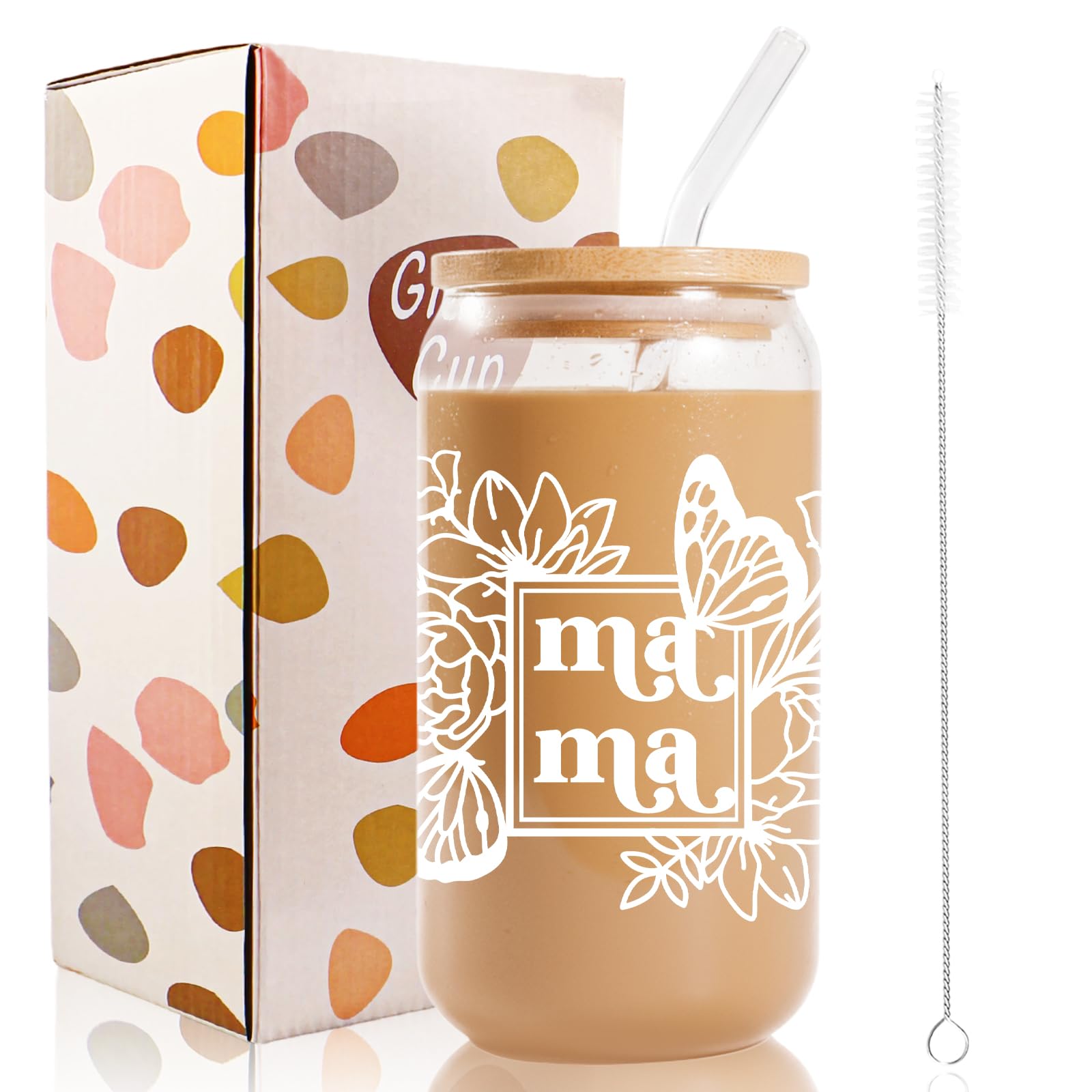 Taza de vidrio de café helado con tapa y popote transparente para bebidas frías en casa