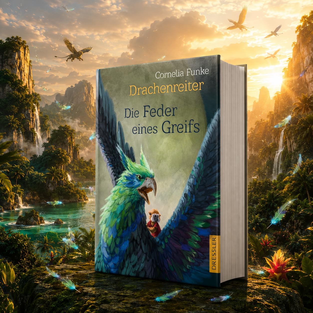 Cornelia Funke - Drachenreiter Reihe Band 1-3: Die Feder eines Greifs, Der Fluch der Aurelia - Fantasy Bücher Bundle voller Drachen, Mut und Abenteuer - Kinderbücher ab 10 mit exklusivem Lesezeichen