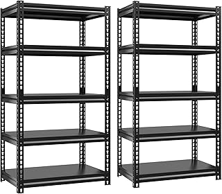 REIBII Garage Shelving Heavy Duty Shelving Holds 1690 LBS Metal Shelves for Storage Shelves Adjustable Industrial Metal Shelving Units and Storage Rack for Basement,Shed 2PC