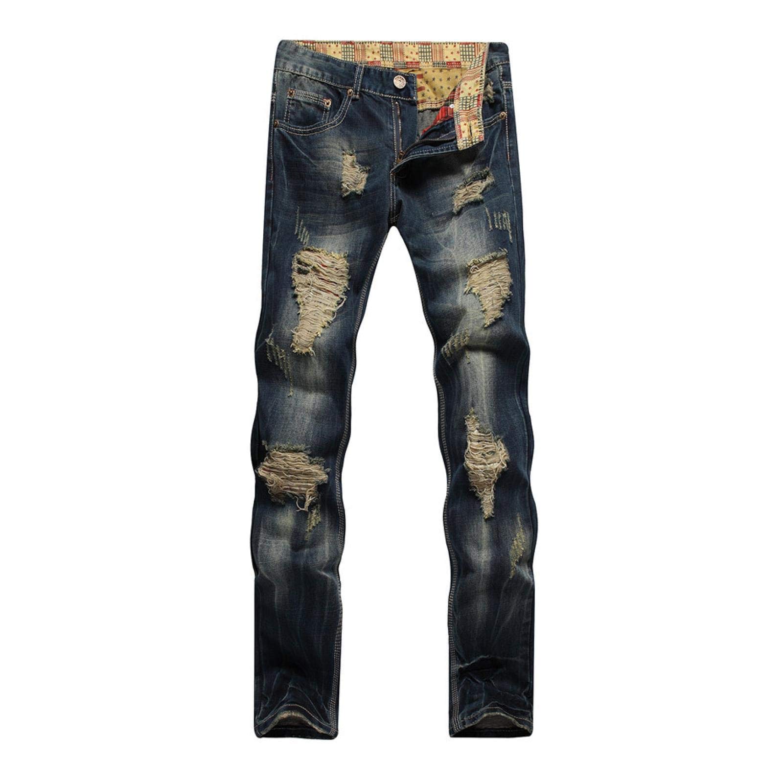 WQZYY&ASDCD Jeans Pantalon Gerade Denim Hosen Zerrissene Jeans Herren Casual Fashion Motorrad Jeans Fashion Hochwertige Jeans