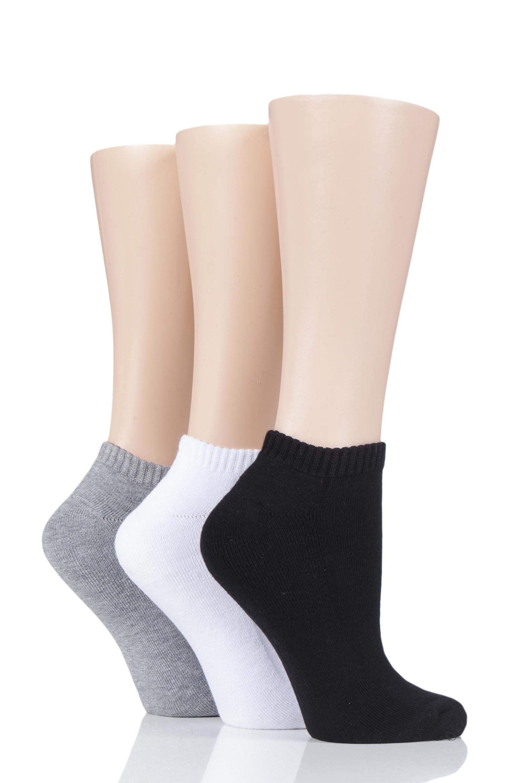 Glenmuir Womens Cushion Bamboo Sports Trainer Socks Pack of 3 (Assorted, 4-8)