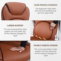 Vista 19 de REFFICER - Sillas de oficina ejecutivas, silla ergonómica de escritorio de oficina con respaldo lumbar, silla de computadora para el hogar