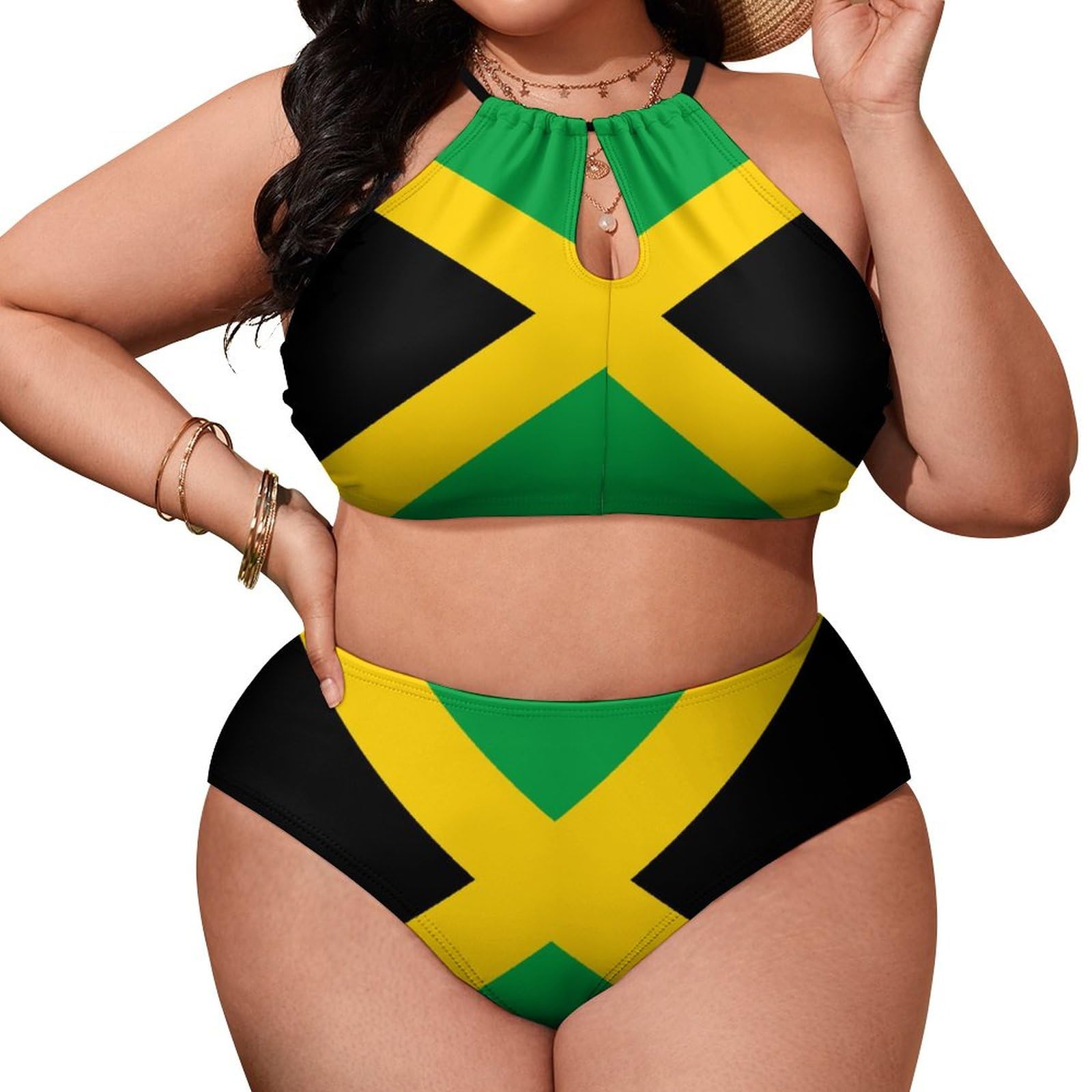 Tailbox Women's Jamaica_flag1 Jamaica Flag Lion Jamaican National Flags Bikini Sets Swimsuits Plus Size For Two Piece Swimwear Slimming Bathing Suits Beachwear Xl