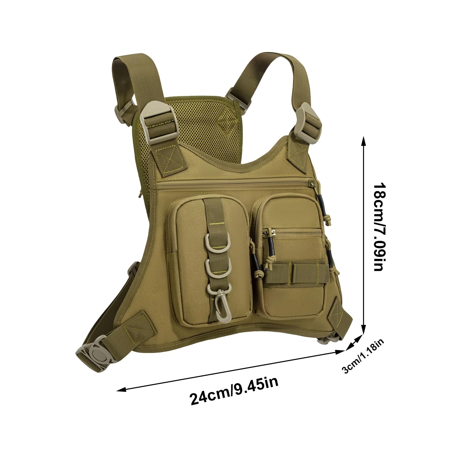 Borsa da petto leggera, custodia ergonomica, confezione da 12x8 pollici con cinghie regolabili, attrezzatura sportiva moderna dal design elegante, porta gilet in nylon, accessorio da esterno per cicli