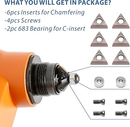 Miniatura 2 de Juego de insertos de ángulo redondo de aleación de tungsteno para máquinas de biselado, ideal para biselar desbarbado en acero y otros metales (kit