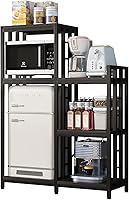 Vista 8 de Soporte para microondas de 6 niveles, estante independiente para hornear de cocina, estante de altura ajustable, estante para especias, mini nevera