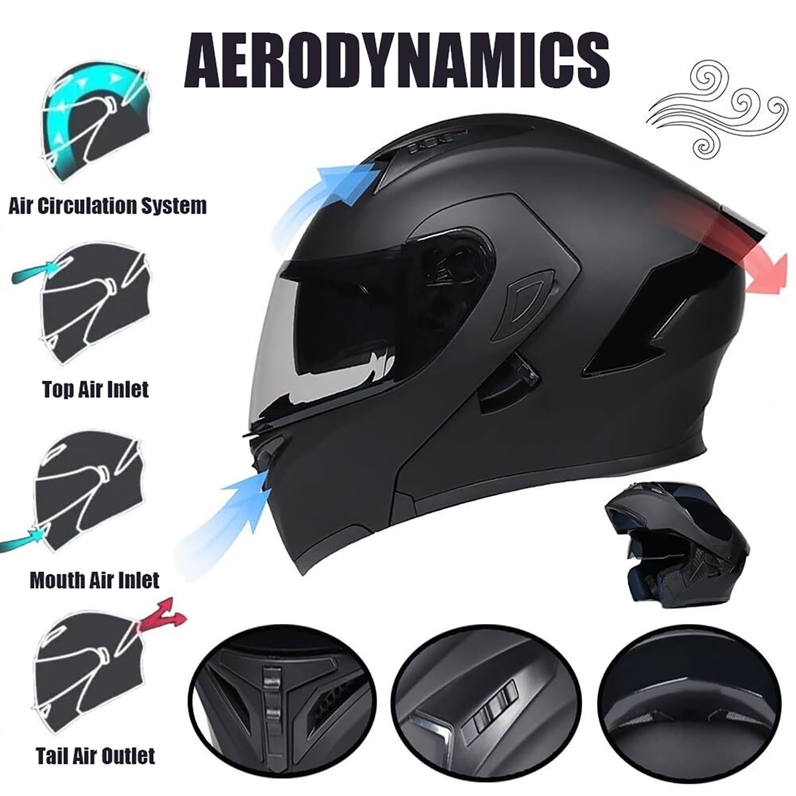 Casco De Motocicleta Abatible con Bluetooth Y Doble Visera, Casco Integral con Auriculares Bluetooth For Hombre Y Mujer, Casco Modular con Bluetooth Homologado por ECE