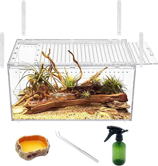 Vogelspinnen Terrarium: Stapelbarer Reptilienkäfig mit Magnetknopf, 30x20x15 cm