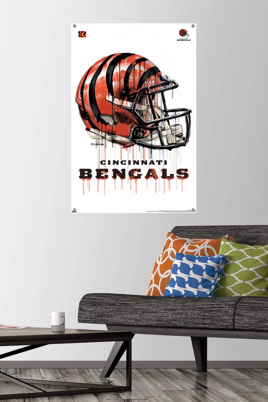 Trends International NFL Cincinnati Bengals - Drip Helmet 20 Wall Poster with Push Pins