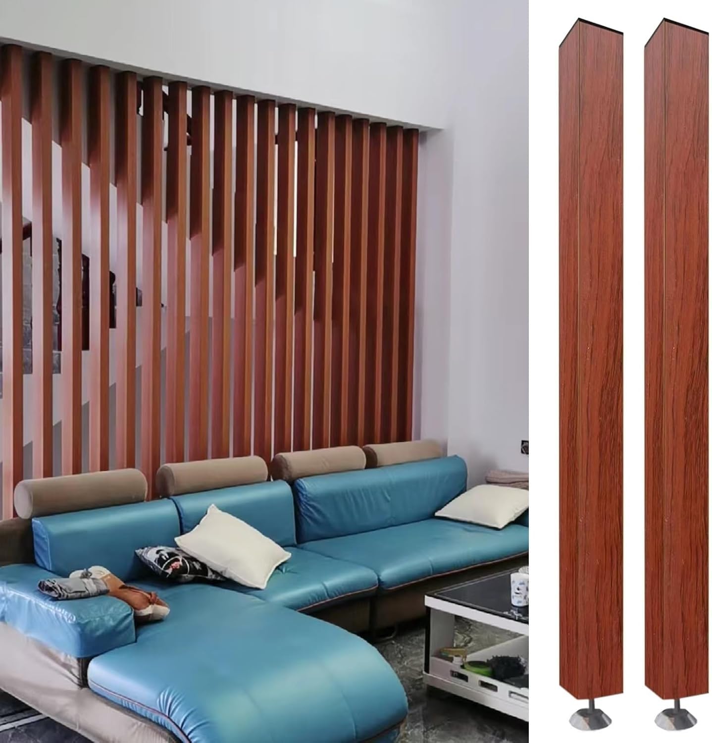 GLETSF Adjustable Freestanding Wood Slat Room Divider Panels - 5 Pack, 90Cm - Versatile Floor-To-Ceiling Partition Screen For Bedroom, Office, Dorm Room, Hallway-2 Pack-170cm/67in/5.57ft