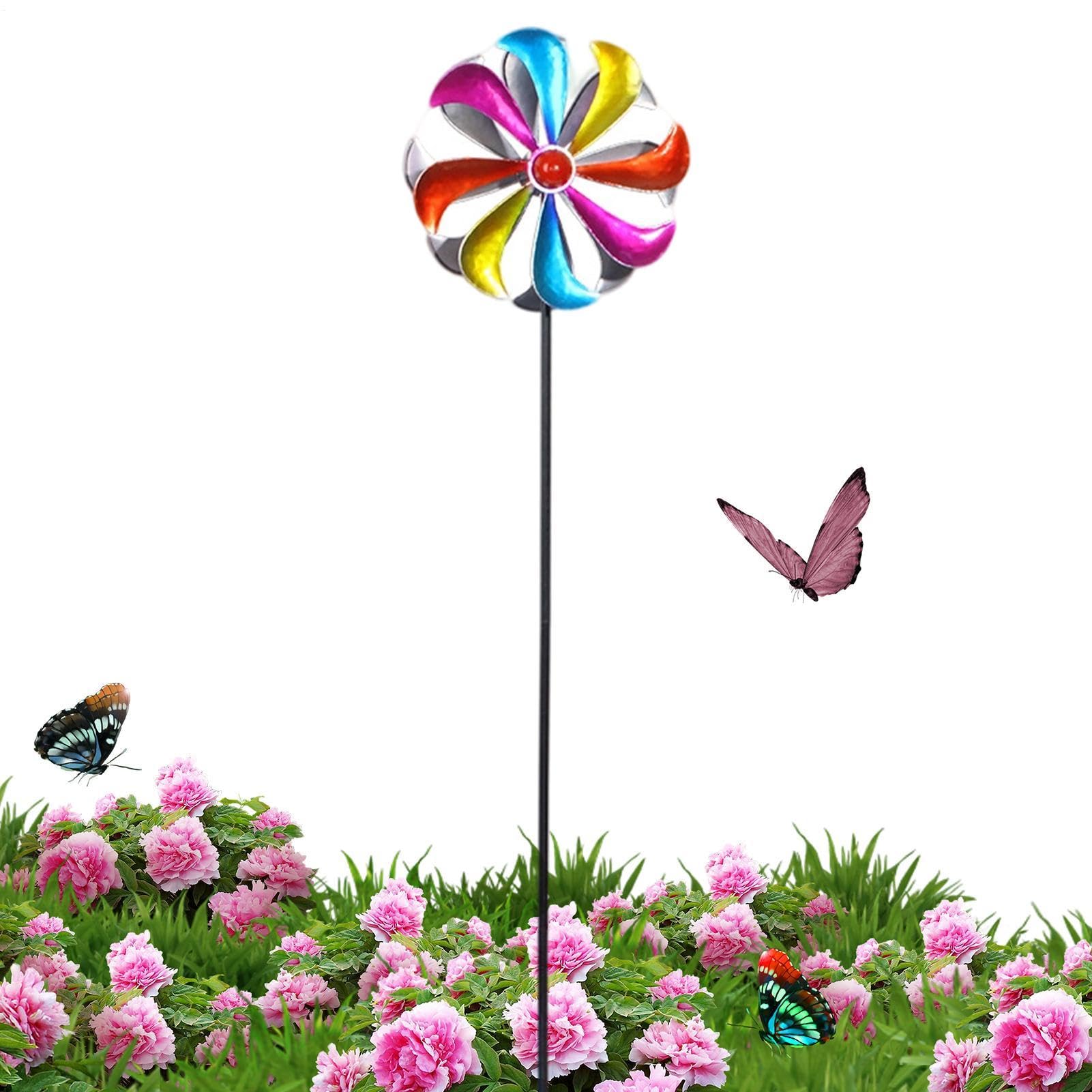 Éolienne extérieur en métal : décoration artistique pour paysage de ferme et jardin de cour