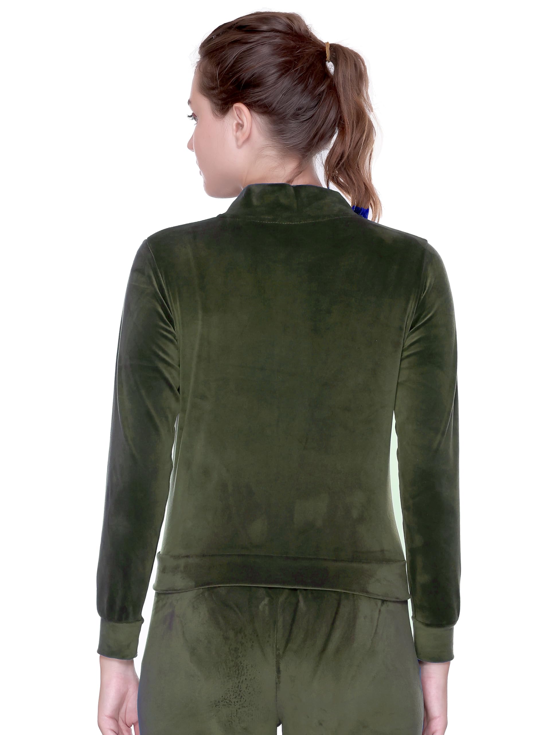 URBE -URBAN EVOLUTION VELVET SHORT JACKET FOR WOMEN (IN, Alpha, M, Regular, MEHNDI) 1