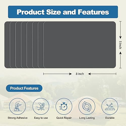 Vista 327 de KING MOUNTAIN Cinta de reparación de lona, parche para equipos para exteriores, 4 x 63 pulgadas, impermeable, autoadhesiva para reparar cubiertas