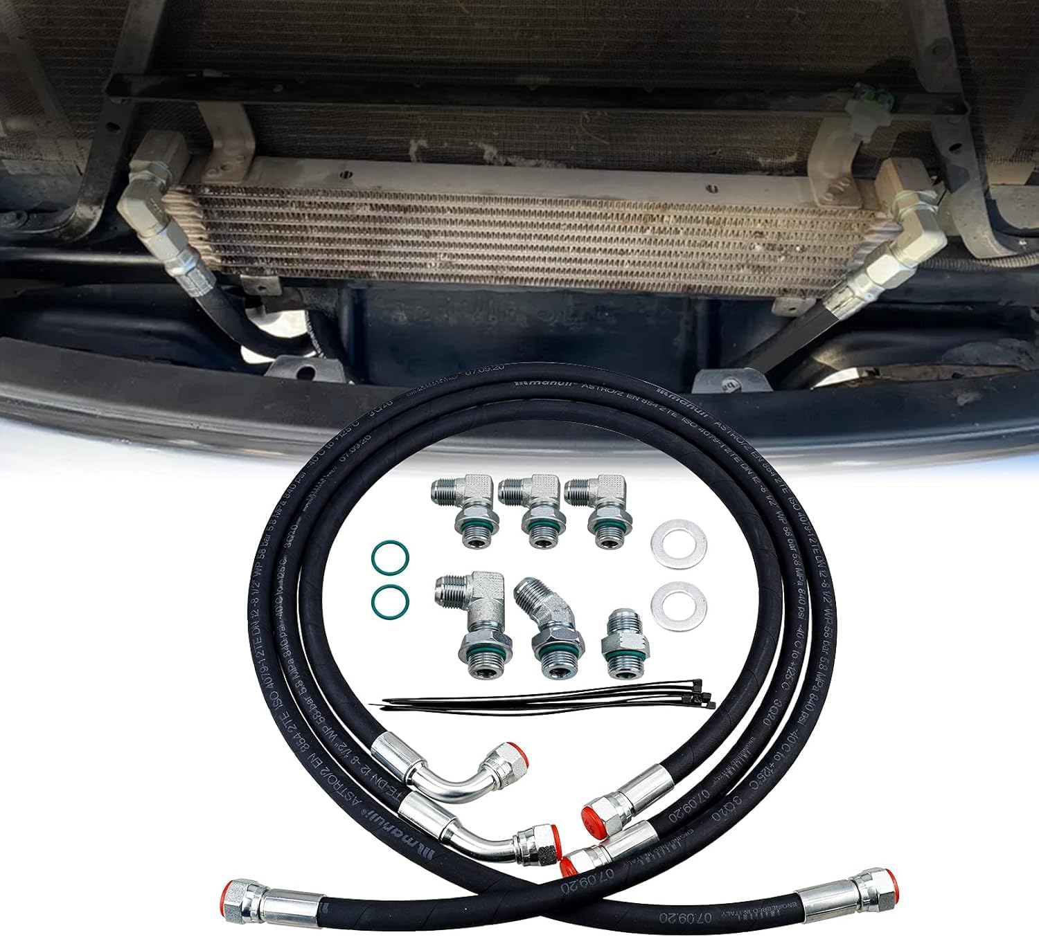 3mirrors Allison Transmission Cooler Hose Lines & Fittings Adapters Heavy Duty, Braided Hose Compatible with GM GMC Chevy LBZ LMM Allison Duramax Transmission Lines(2006-2010)