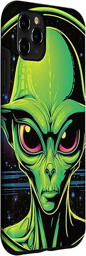 Vista 27 de iPhone 15 Pro Max Cute Green Alien Head UFO Space Face Alien Case