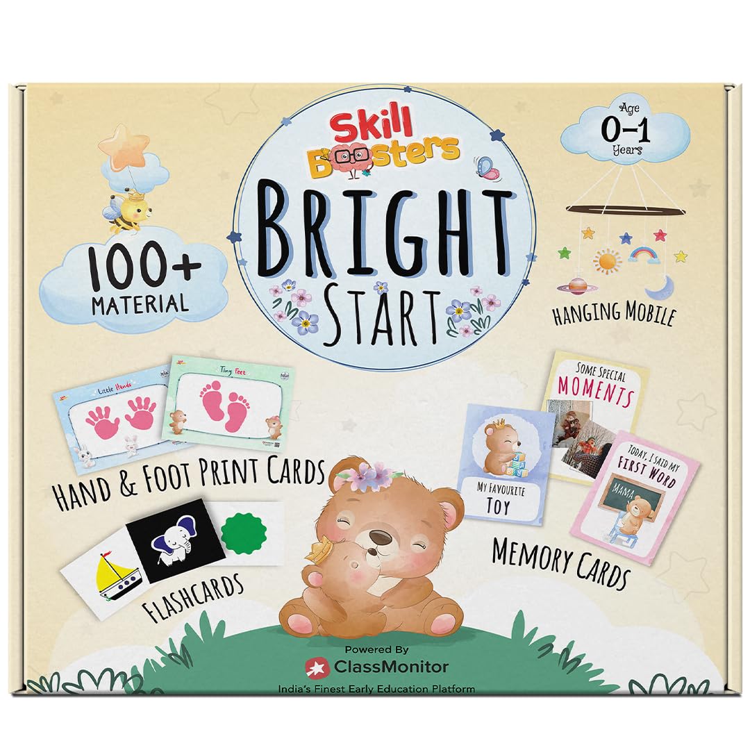 Learning Educational Kit with Free Mobile App,Preschool Home-Learning Kit,Comes with 40+ Flash Cards,20 Milestone Cards,DIY Hanging Mobile,Shape