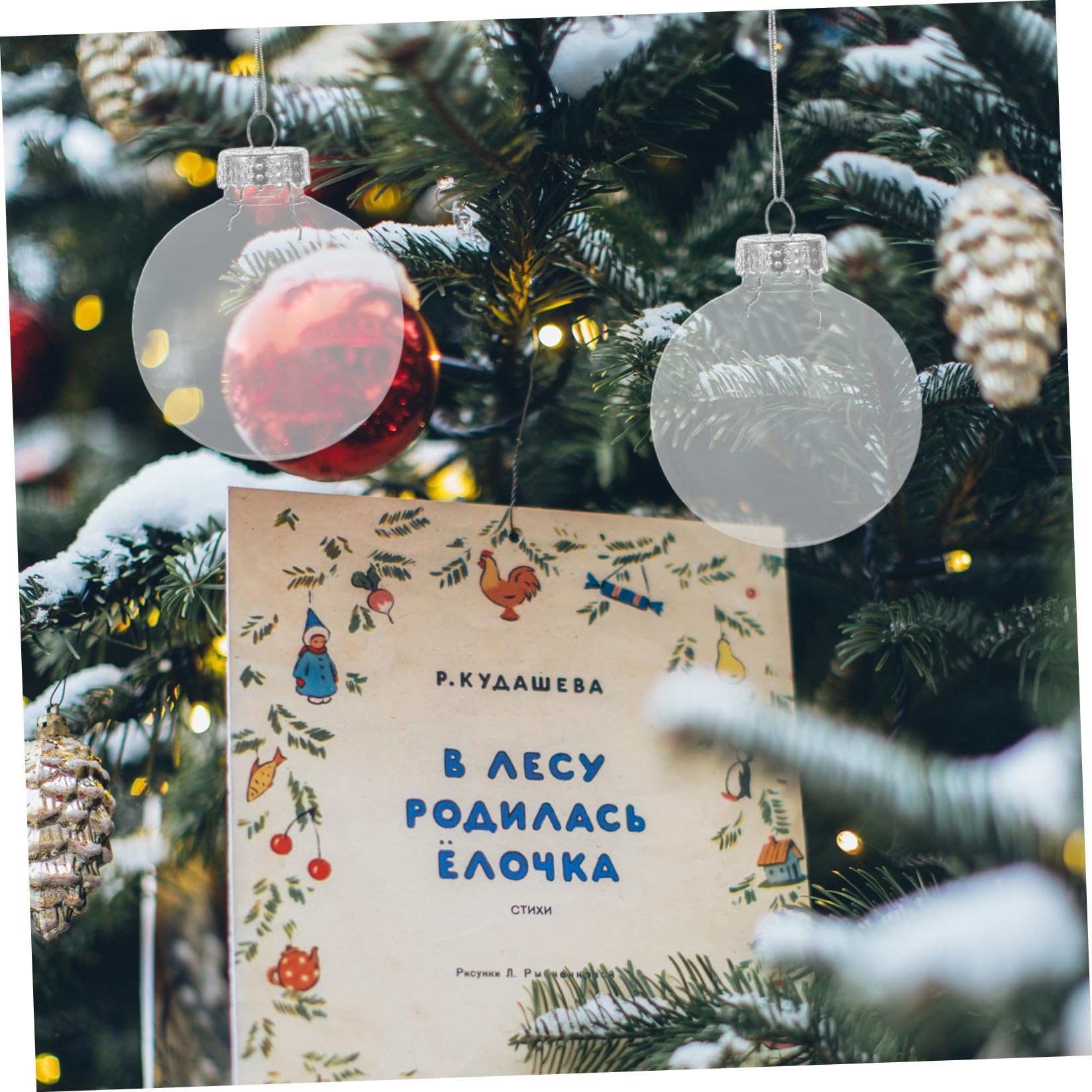 Operitacx 10 Bolas de Plástico Transparentes para Decoración de Árbol de Navidad, Diseño Hueco DIY para Fiesta y Ambiente Festivo