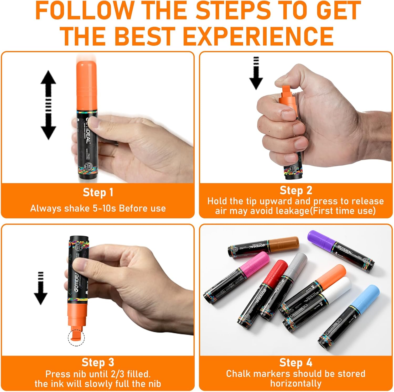 GOTIDEAL Window Markers, Jumbo Chalk Markers for Blackboard, Washable Car Marker for Chalkboard,Glass Mirrow,10mm Thick Tip12 Colors With Metallic Colors - Image 5