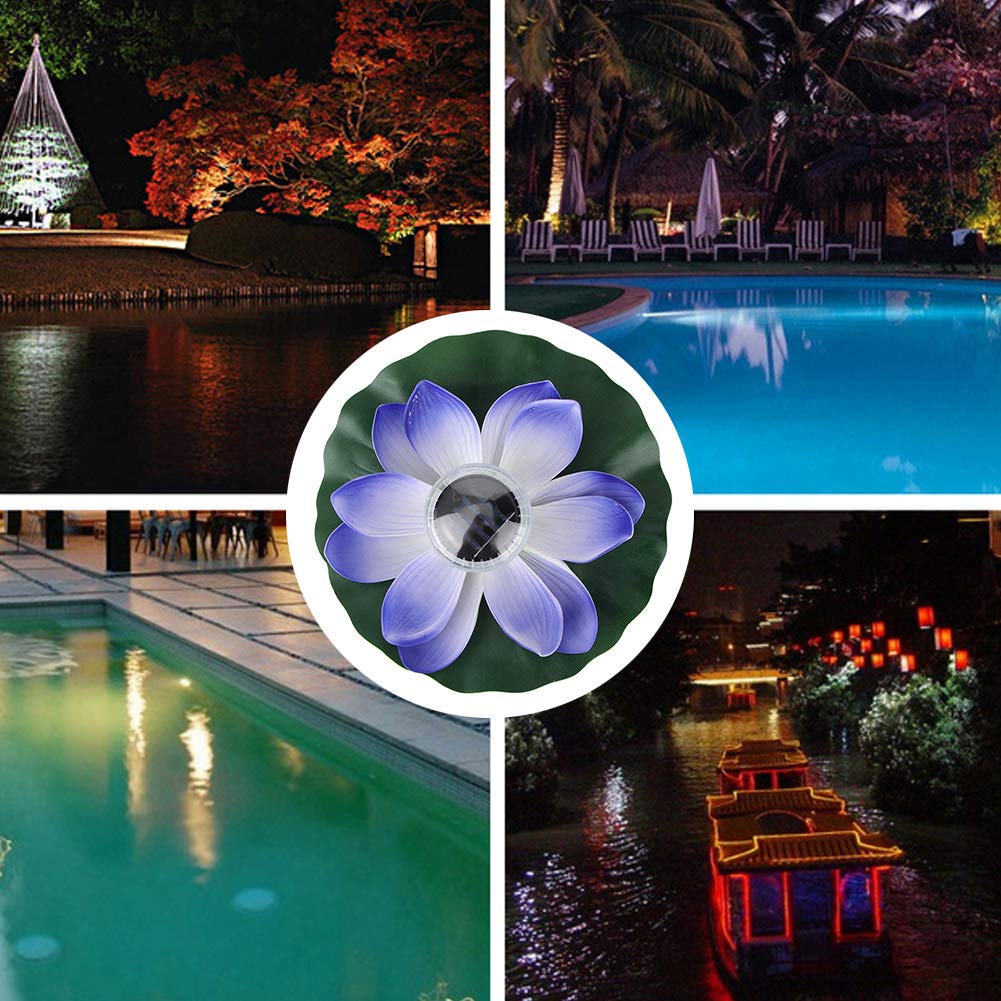 Phefop Solar Floating Light, 7 Color Changing LED Pond Lamp with Crystal Ball Base and Polycrystalline Panel, 11 Inch Automatic Decor for Pool Pond Fountain Garden (Purple)