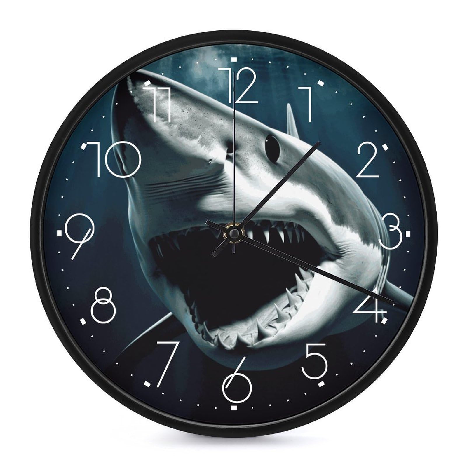 Adfgyerh White-Style Shark Clock，9.8 Inch Battery Operated Wall Clock Classic Simple, Decorative Wall Clock.analog Clock For Kitchen Office Bathroom Bedroom.
