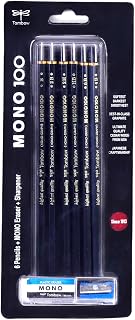 Tombow Mono 100 Graphite Drawing Set of 6 with 1 MONO Plastic eraser and 1 Sharpener Price In India