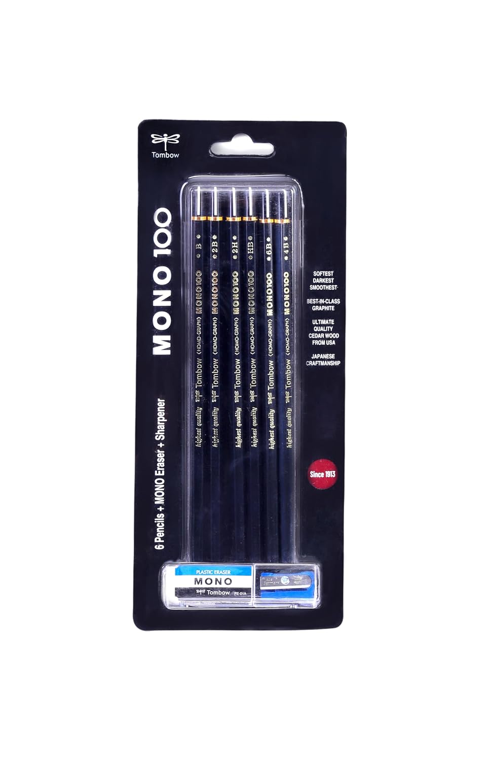 Tombow Mono 100 Graphite Drawing Set of 6 with 1 MONO Plastic eraser and 1 Sharpener - Review, Price and Buying Guide
