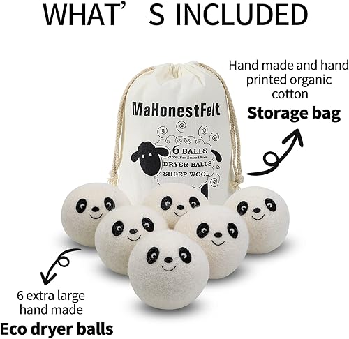 Miniatura 5 de Bolas secadoras de lana, suavizantes de tela natural, reutilizables, reducen las arrugas de la ropa y ahorra tiempo de secado. Suavizante de tela