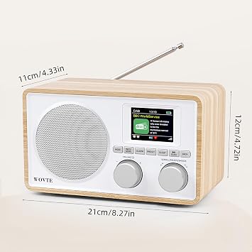 WOVTE DAB/DAB+/FM Radio 2.4”LCD Colour DLS Display Screen Digital Radio Mains Powered with 80 Presets, 3”Hi-Fi Speaker, Bluetooth, Aux In, USB Socket Dual Alarm Clock Auto Scan & Sleep Timer-White