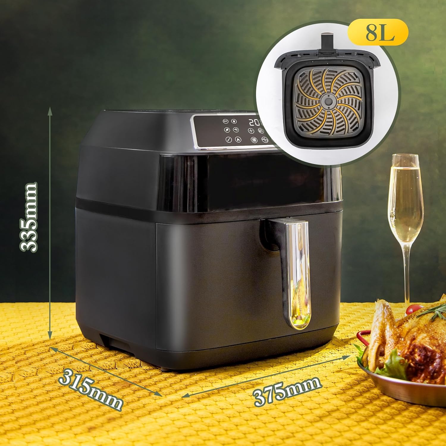 Aigostar Zane Air Fryer dimensions