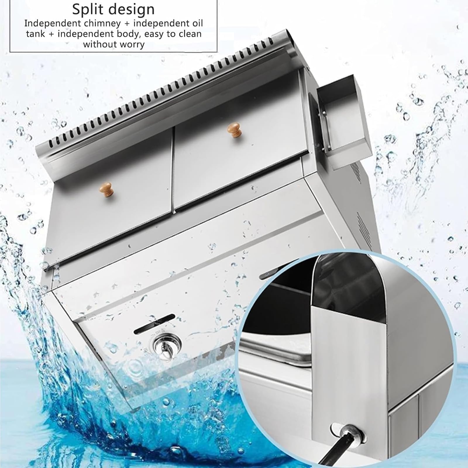 Genérico Freidora de Profesional Freidora de Gas 20L Tanque de Acero Inoxidable Freidoras Industriales Fritadeira Freidora De Acero Inoxidable Doble Tanque con Calentamiento Rápido