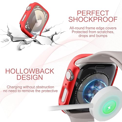 Miniatura 3 de Funda de reloj compatible con Smartwatch Series 2, 3, 10, ligera, a prueba de golpes, funda protectora de 1.575 pulgadas (1.575 in) (rojo 1.69