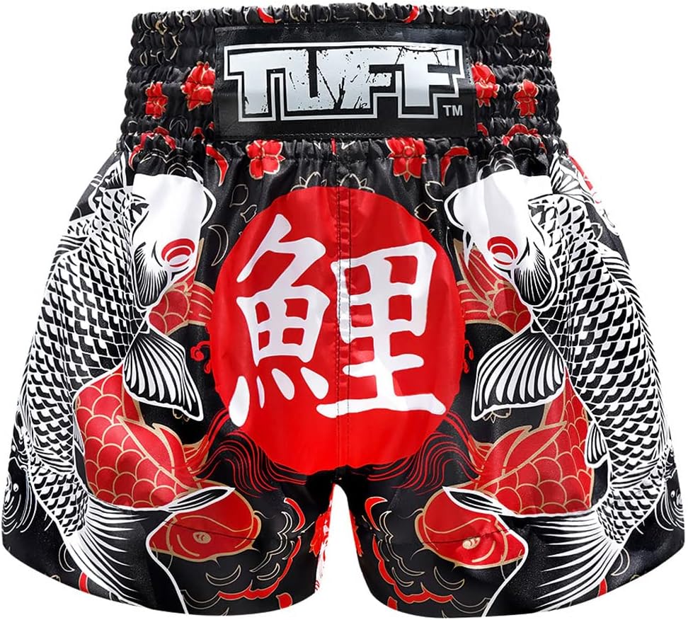 TUFF Muay Thai Boxing Shorts "Red Japanese Koi Fish"