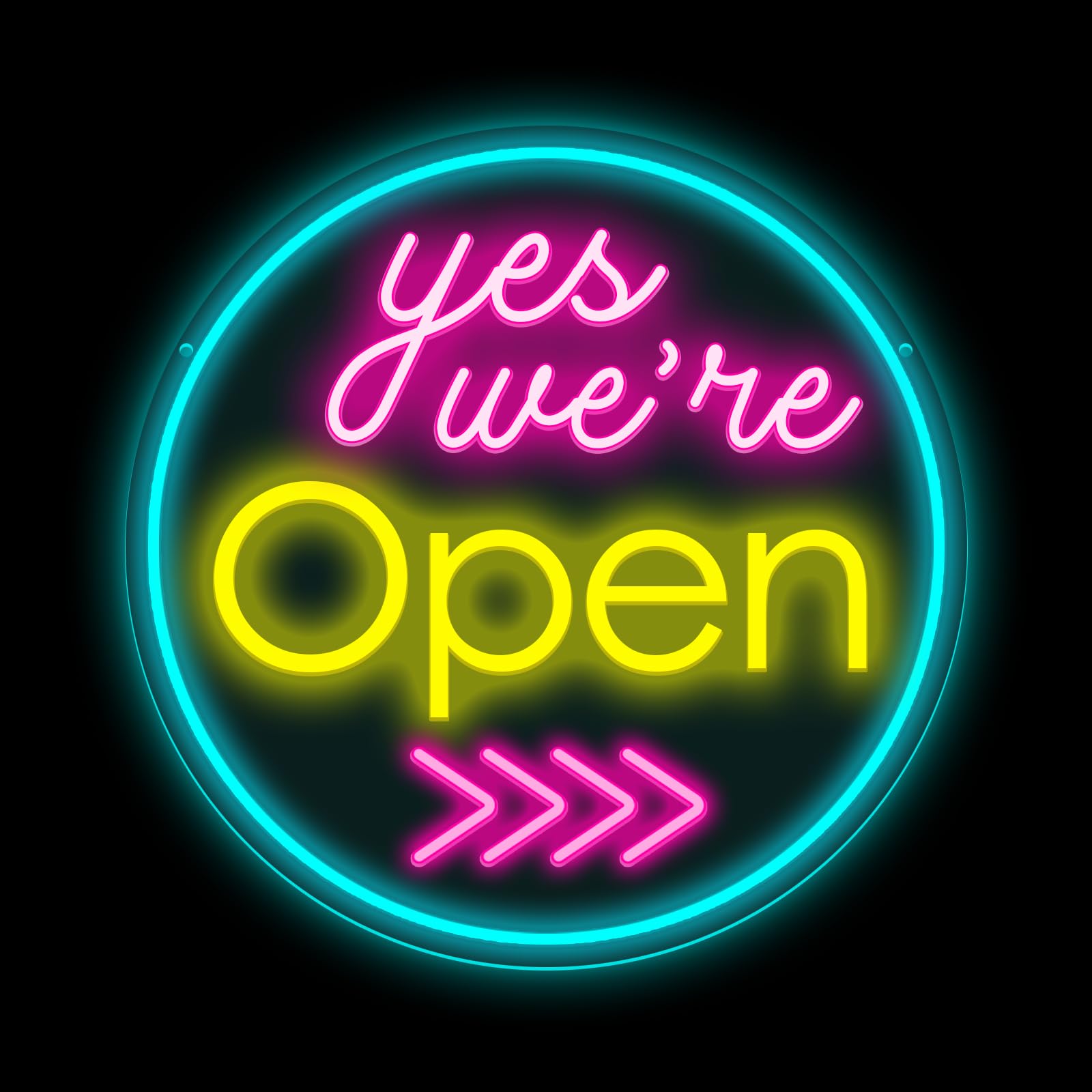 Yes We Are Open Neon Sign Dimmable Sign Led Open Neon Wall Decor USB Powered Illuminated Business Sign for Business Gift Shop Restaurant Bar Salon Cafe Club Store(14.96"*14.96")